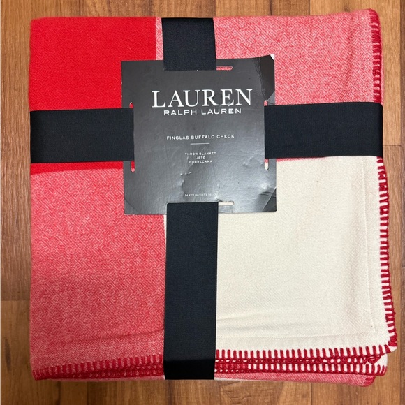Ralph Lauren Finglas Red & White Buffalo Check Cotton Throw Blanket New - Picture 1 of 3